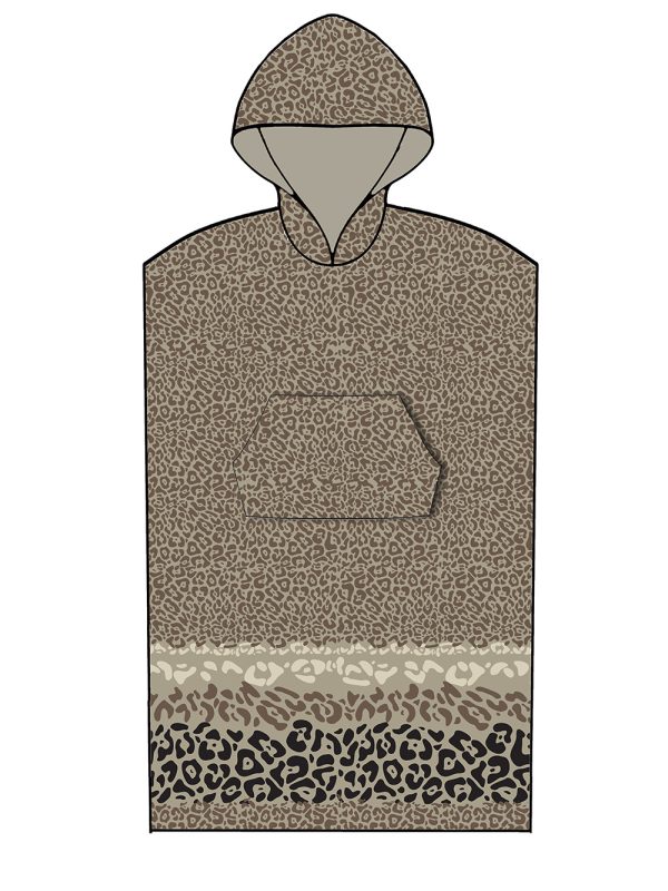 Poncho Θαλάσσης με κουκούλα LEOPARD BROWN Large - X-Large