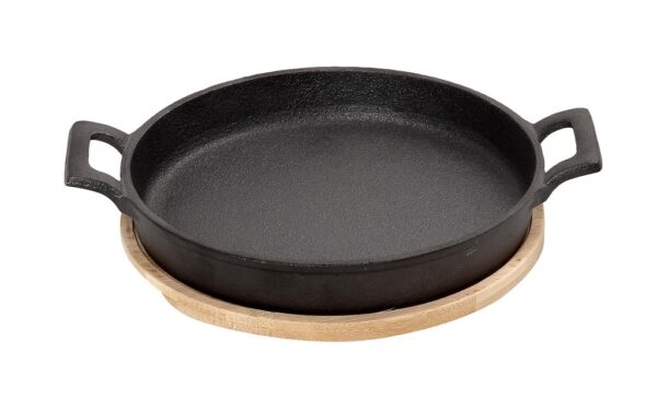 ΣΑΓΑΝΑΚΙ ΣΤΡΟΓΓ. CAST-IRON ΜΑΥΡΟ  D: 20 H: 5,5CM ΜΕ ΒΑΣΗ BAMBOO