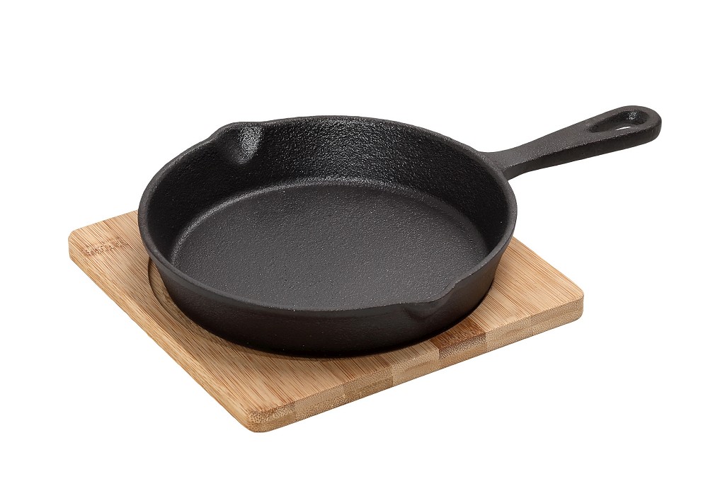 ΤΗΓΑΝΑΚΙ ΣΤΡΟΓΓ. CAST-IRON ΜΑΥΡΟ D: 16 H: 4CM ΜΕ ΒΑΣΗ BAMBOO