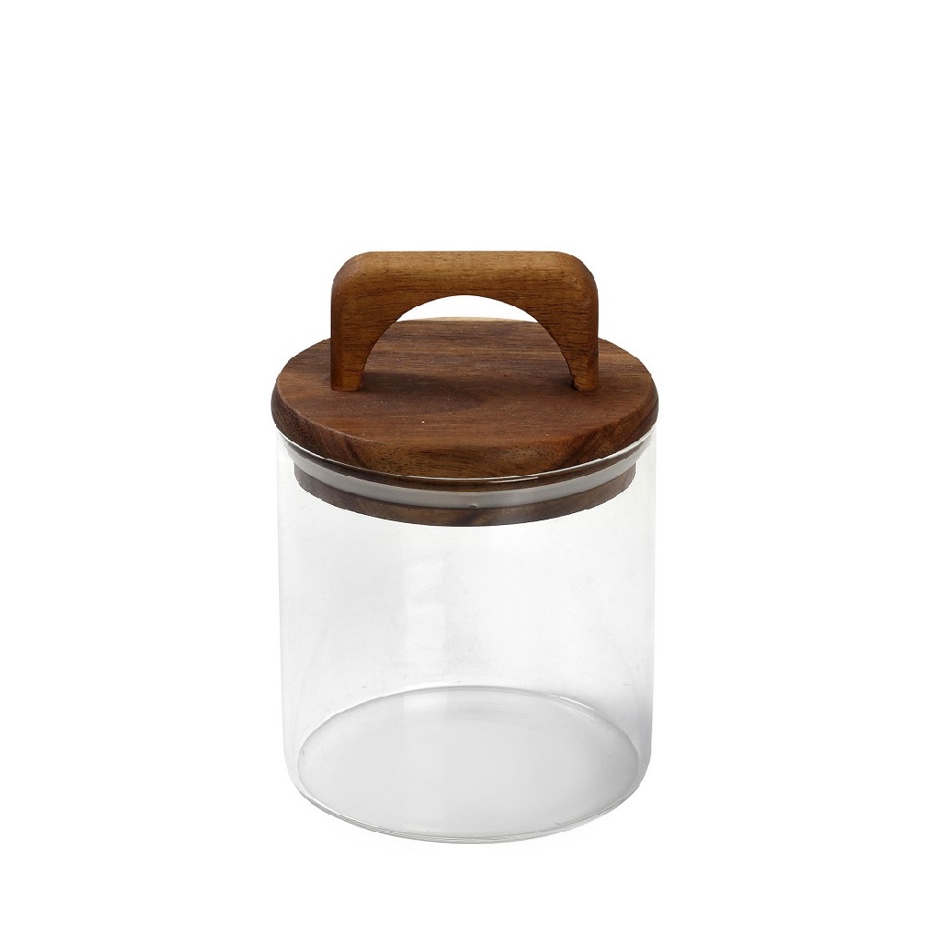 ΓΥΑΛΙΝΟ ΔΟΧΕΙΟ ΜΕ ΚΑΠΑΚΙ BAMBOO 550ML 10X14,5EK
