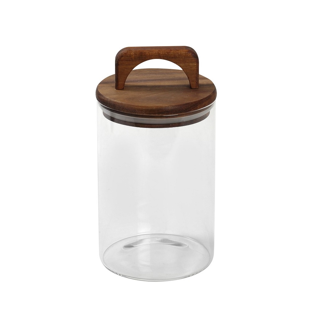 ΓΥΑΛΙΝΟ ΔΟΧΕΙΟ ΜΕ ΚΑΠΑΚΙ BAMBOO 950ML 10X19,5EK