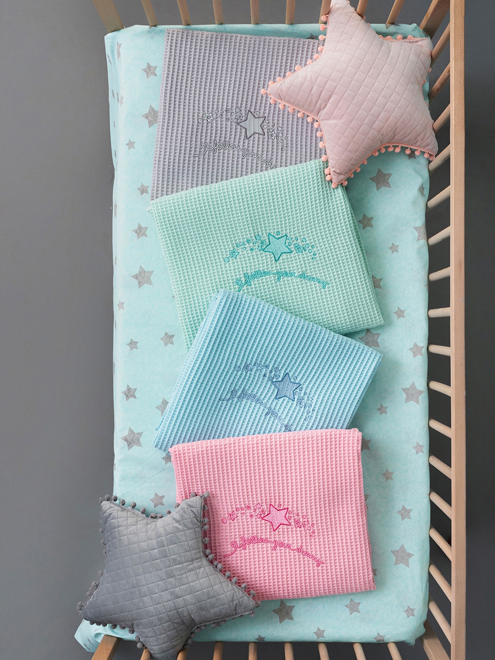 Κουβέρτα Πικέ Bebe Blankets 80x110 DREAMS MINT
