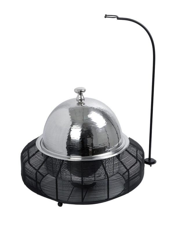 CHAFFING DISH ΜΕ ΒΑΣΗ ΣΤΗΡ. ΚΑΠ. ΚΑΙ ΔΙΠΛΟ ΔΟΧΕΙΟ SS/ΑΛΟΥΜ/ΣΙΔΗΡ. ΜΑΥΡΟ 8000ML GEL WAX 55Χ55Χ43-73ΕΚ