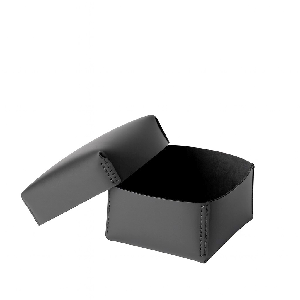 ΚΟΥΤΙ ΤΕΤΡΑΓΩΝΟ ΣΚΟΥΡΟ ΓΚΡΙ ΔΕΡΜΑΤΙΝΟ 21Χ21Χ13ΕΚ