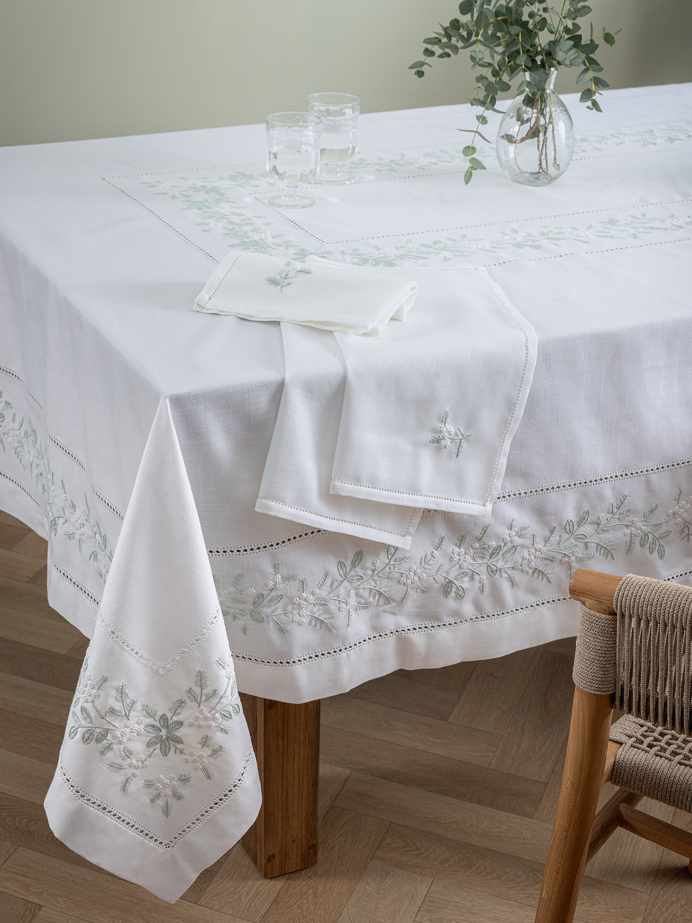 Σετ Τραπεζομάντηλο Με 12 Πετσέτες Φαγητου Vintage Beauty 180x270 VL101