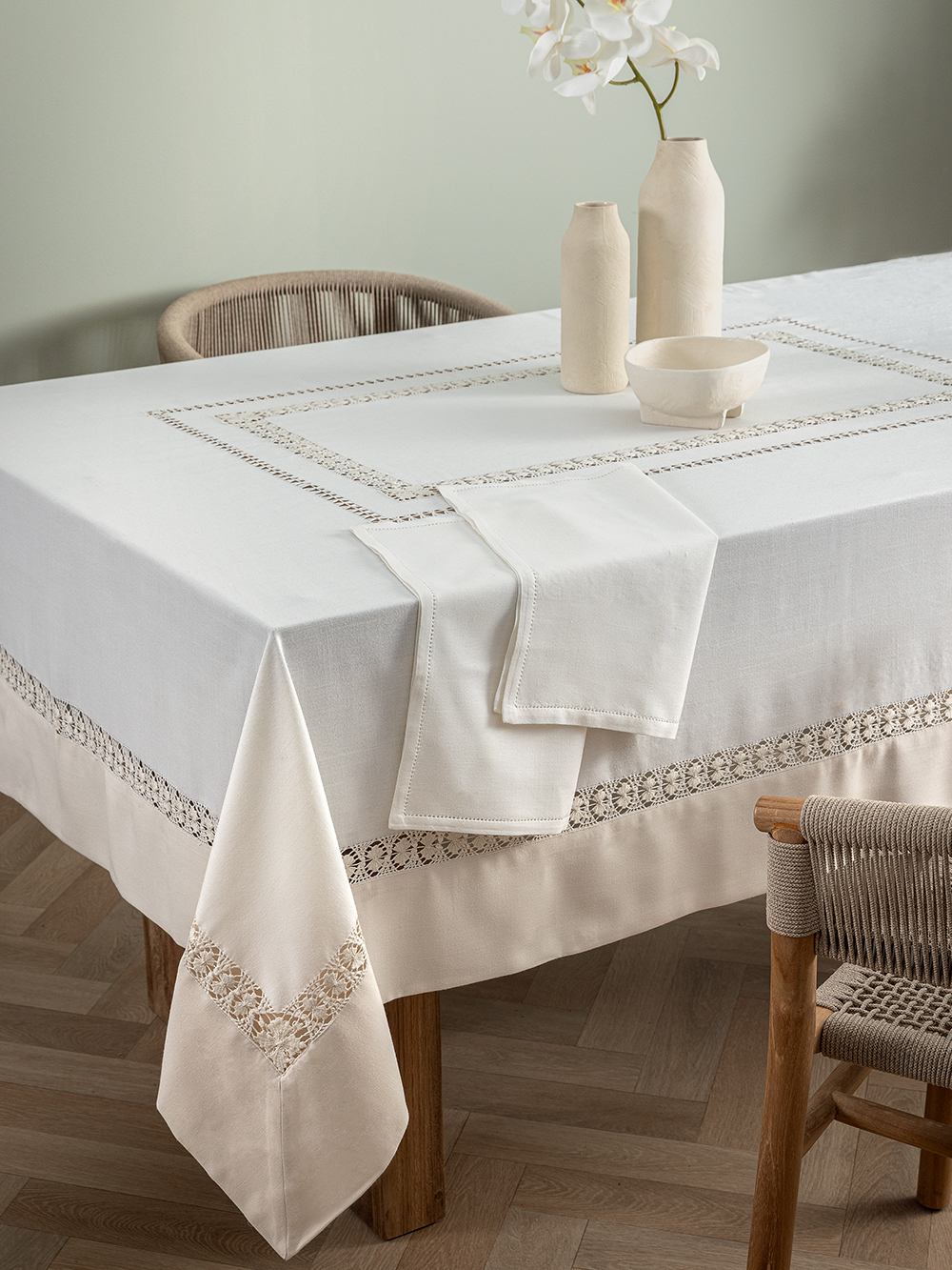 Σετ Τραπεζομάντηλο Με 12 Πετσέτες Φαγητου Vintage Beauty 180x270 VL107