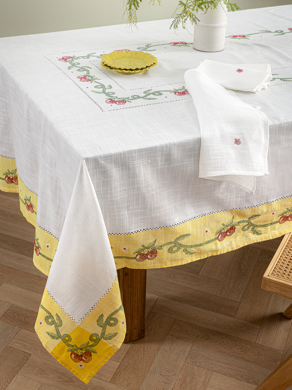 Σετ Τραπεζομάντηλο Με 12 Πετσέτες Φαγητου Vintage Beauty 180x220 VL104